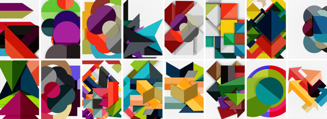 Trendy minimal colorful geometric shapes. Abstract background collection. Vector Illustration For Wallpaper, Banner, Background, Card, Book Illustration, landing page
