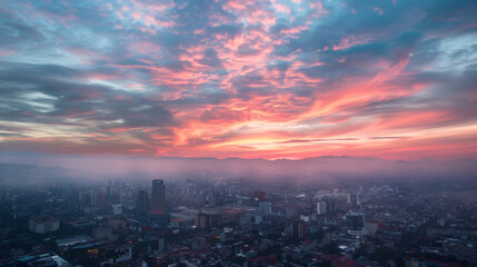 Fototapeta premium Vibrant Sunset in Mexico City, Professional Photography 