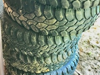 three car tire , offroad tire and wheel
