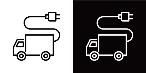 シンプルなトラックの電気自動車のラインアイコン