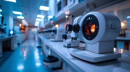 An advanced laser system used in a clinic for ophthalmic surgeries and myopia treatment, providing modern and accurate eye examinations and vision correction.