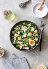 Caesar salad with chicken. Healthy eating. Diet.