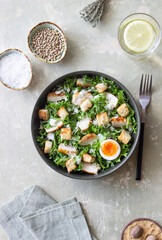 Caesar salad with chicken. Healthy eating. Diet.