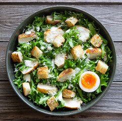 Caesar salad with chicken. Healthy eating. Diet.