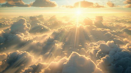 A heavenly cloudscape with sun rays