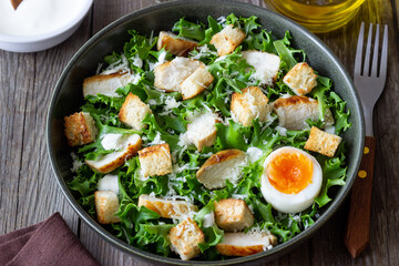 Caesar salad with chicken. Healthy eating. Diet.