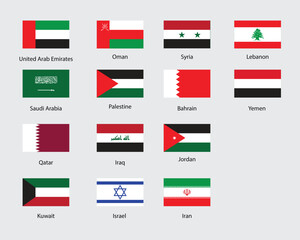 Flags of Middle East Countries Vector