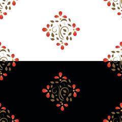 Web Tile pattern with floral motif. on white and black background.Luxurious texture of decorative wallpaper