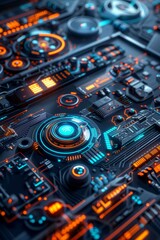 Fototapeta premium Close-Up of Digital Control Panel with Advanced Monitoring Systems