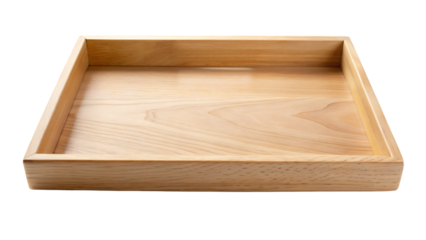 Isolated on a white background, an empty brown wooden box with a natural wood grain texture