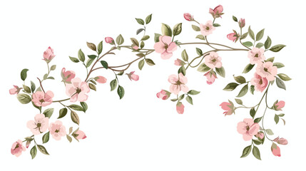 Vintage decorative floral frame. Pink flowers cherry