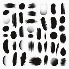 set of brush shapes vector on white background