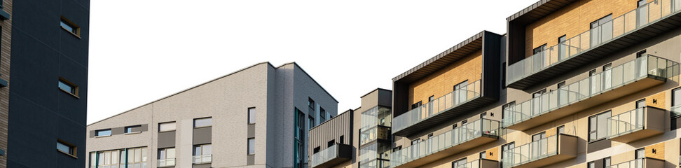 City architecture and urban building, housing apartment street sky modern facade. Skyscraper blue residential estate exterior tower, home construction new design view business, transparent background