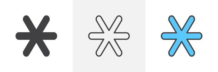 Asterisk vector set. Password or passcode asterisk icon.