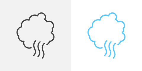 Smoke vector set. Scent smell graphic. Fire hot steam icon. Gas or water vapour graphic.