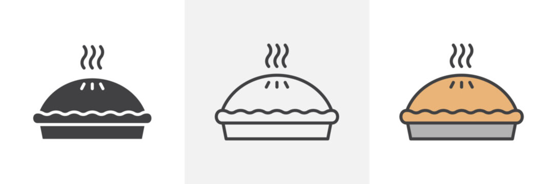 Pie vector set. Hot apple pie graphic.