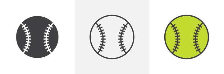 Baseball vector set. Simple ball graphic. Cricket ball icon.