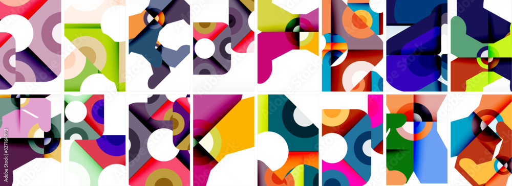 Aufkleber set of trendy colorful circle geometric posters or abstract backgrounds. vector illustration for wal