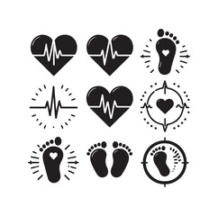 illustration of heart pulse with heart and baby feet