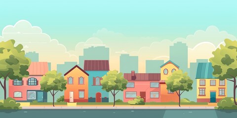 Small town. Residential area. Vector illustration.