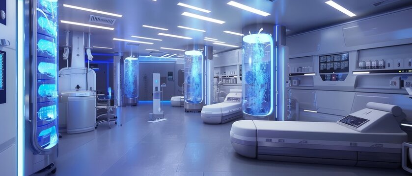 Design a futuristic cryonics lab