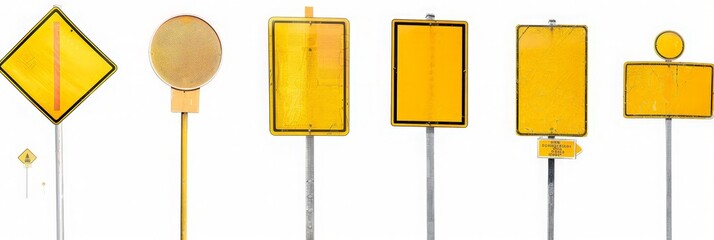 Naklejka premium Different yellow blank road signs on white background, collage design