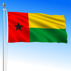 Guinea Bissau, official national waving flag, african country, vector illustration
