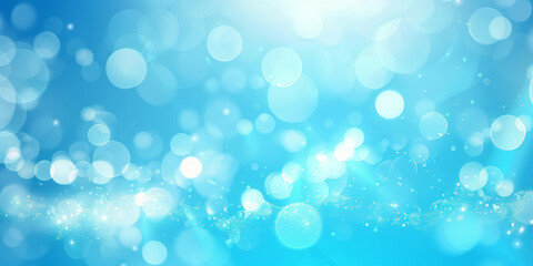 Obraz premium Bright bokeh lights in soft blue and white hues creating a fresh and airy atmosphere with shimmering orbs and gentle focus 