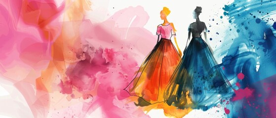 Design an elegant fashion illustration showcasing sustainable