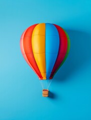 Fototapeta premium Hot air balloon on blue background