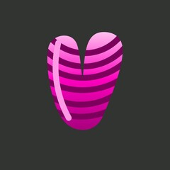 Shiny letter v,v,Bright  glowing shiny glass letter  in a 3D illustration , a to z shiny fonts .