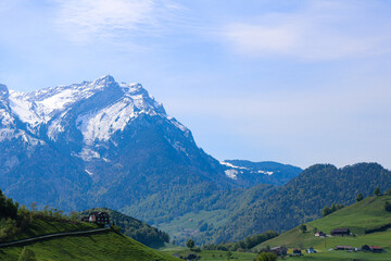 Fototapeta premium View of the Swiss Alps from an Observation Deck
