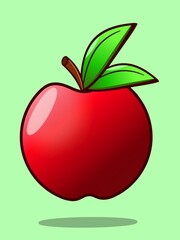 Cute cartoon red happy apple with green leaves cartoon character.apple vactor illustration.