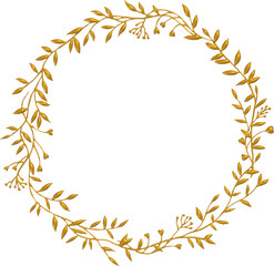 3D Gold Wreath Illustration Element