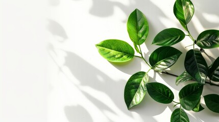 Obraz premium Green Plant With Leaves on White Surface