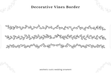 vector plant vines border frame ornament decoration with aesthetic outline style for wedding invitation or rustic design
