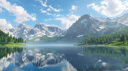 Fototapeta premium Scenery including a Lake and Mountains