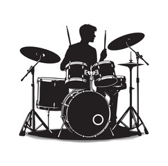 Fototapeta premium A drummer musician drumming drums in detailed silhouette