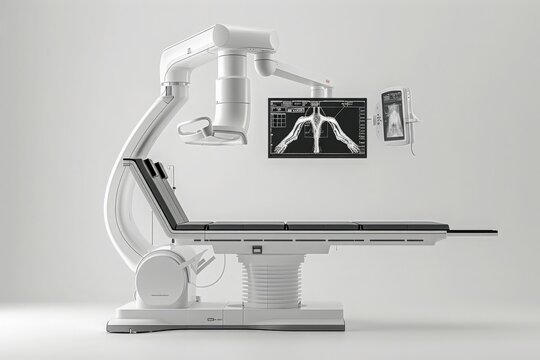 Coronary angiogram x-ray device with C-arm for cardiac and vascular interventions 
