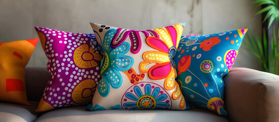 modern pillow colorful floral pattern