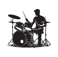 Fototapeta premium A drummer musician drumming drums in detailed silhouette