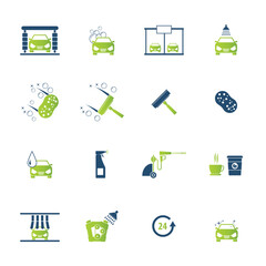 Car wash vector icon set	