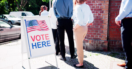 Diverse People At Voting Booth