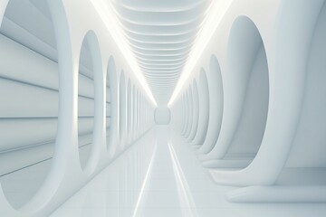 3d abstract white empty corridor