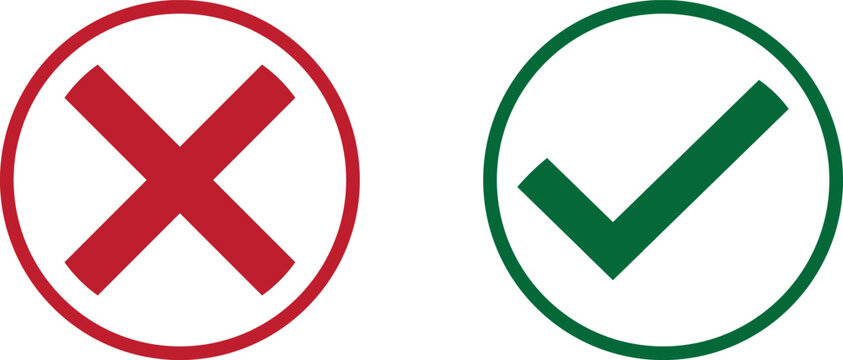 Cross and tick icon set. Wrong, incorrect, right, correct marks vector illustration design.