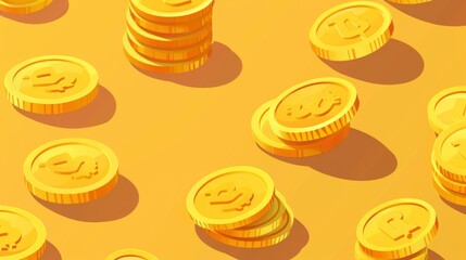 gold coins flat design top view riches theme animation vivid