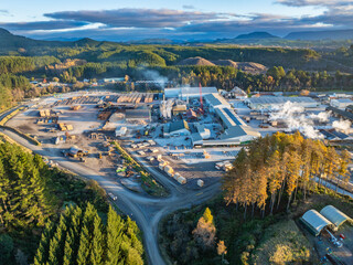 Aerial Shot Of A Timber Mill, Rotorua, New Zealand