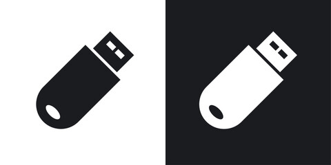 USB pendrive icon set. Data transfer computer USB drive vector icon in portable storage device icon.