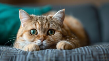 Chubby cute cat poster copy space
