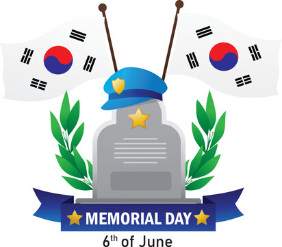 South Korea Memorial Day 6th june vector illustration on white background Suitable for greeting card, poster and banner